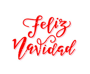 Merry Christmas Spanish Lettering. Feliz Navidad text on vintage greeting card design template with typography on white grunge paper texture. Retro letterpress poster Merry Christmas. Festive vector