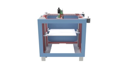 3D rendering of a small consumer 3d printer isolated on a white background