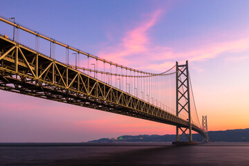 Fototapeta na wymiar Akashi Kaikyo Bridge in Kobe, Hyogo, Japan