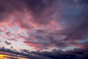 Beautiful sunset sky with thunderstorm clouds