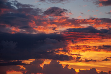Beautiful sunset sky with thunderstorm clouds