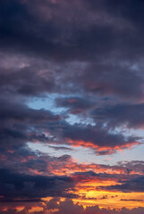 Beautiful sunset sky with thunderstorm clouds