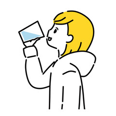 水を飲む女性　コップ