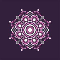 Monochrome vector dot painting mandalas. Aboriginal style of dot painting