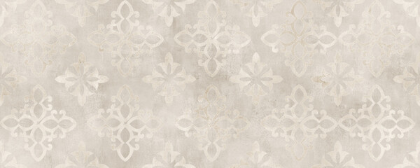 cream damask seamless pattern with cement texture backgorund - obrazy, fototapety, plakaty