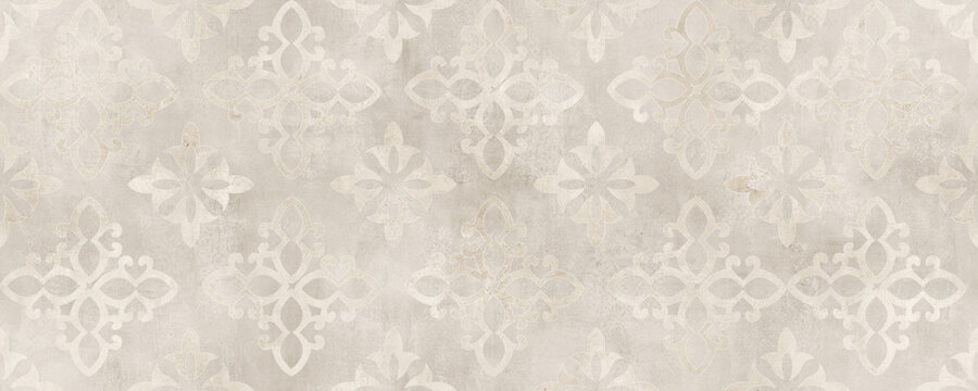 cream damask seamless pattern with cement texture backgorund