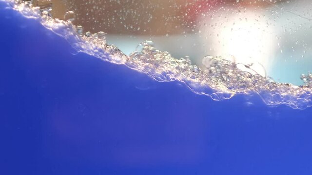 blue water aquarium, wave movement demonstration