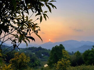 sunset in the mountains