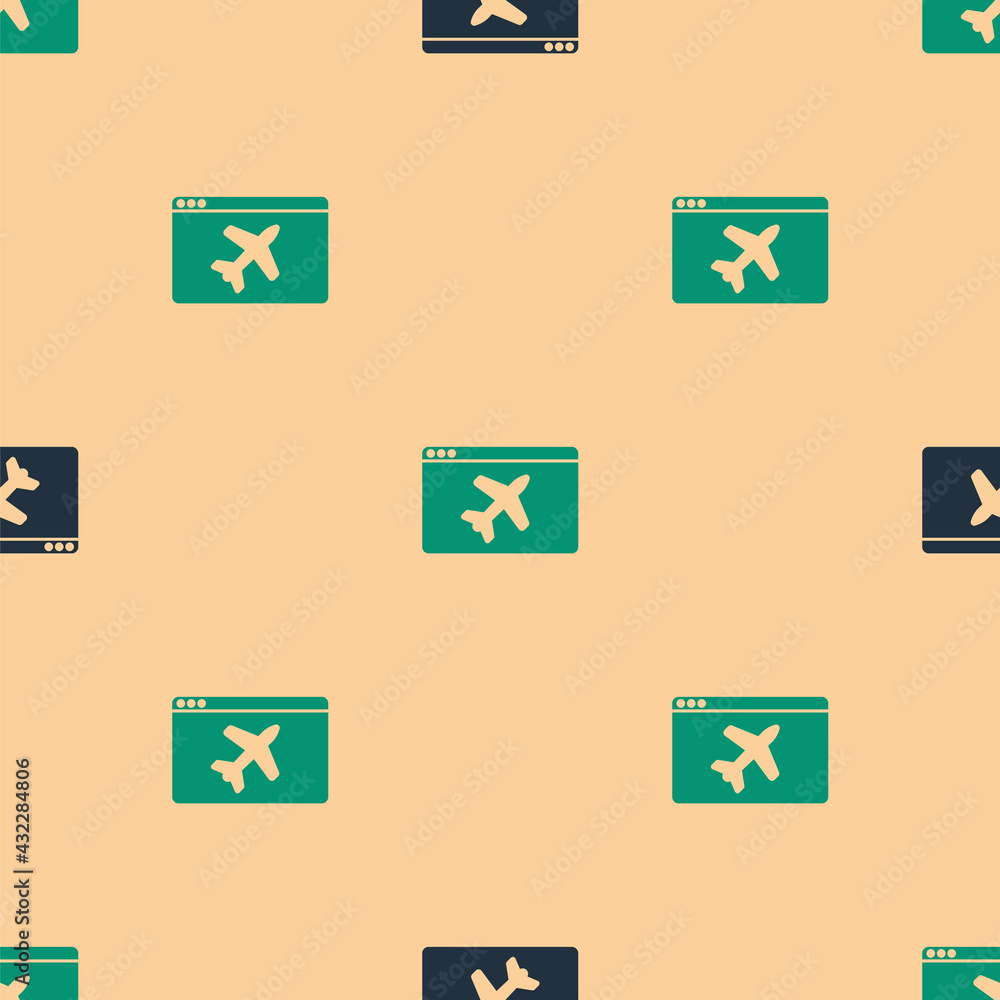 Aufkleber green and black website template icon isolated seamless pattern on beige background. internet commun