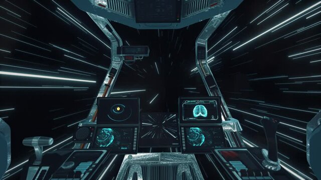 View from Spaceship Cockpit - Coming out of Warp at an Alien Exoplanet