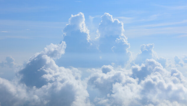 Aerial view on blue sky and white clouds © serikbaib