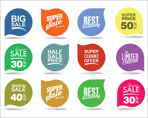 Collection of modern sale stickers and tags 