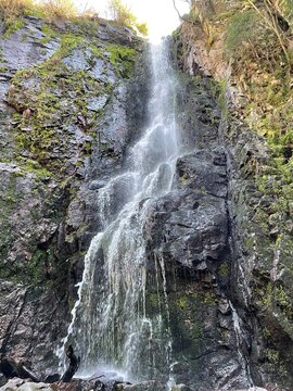 the famous Burgbach waterfall in Bad Rippoldsau in the black forest in germany