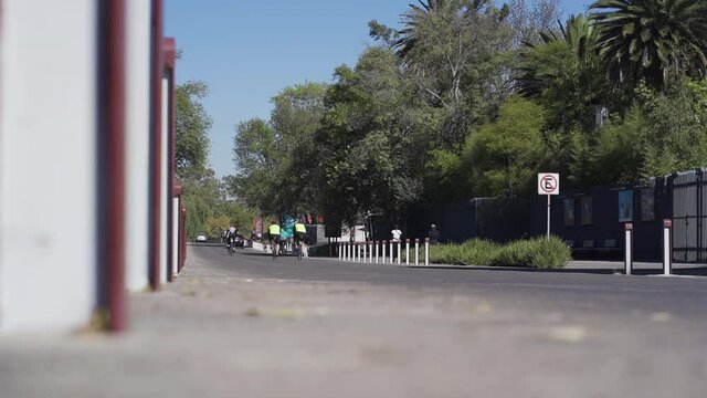 outdoor activities on weekends. cycling track in the middle of the Chapultepec forest in Mexico City.  