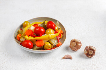 Homemade delicious and organic mixed pickles.