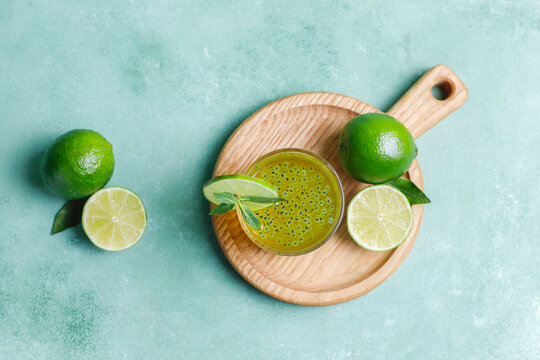 Lime basil seed drink.