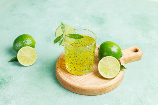 Lime basil seed drink.