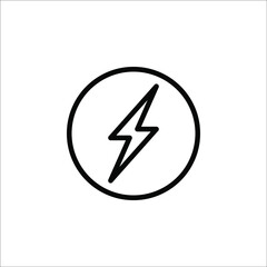 Lightning, electric power vector logo design element. Energy and thunder electricity symbol concept. Lightning bolt sign in the circle on white background.