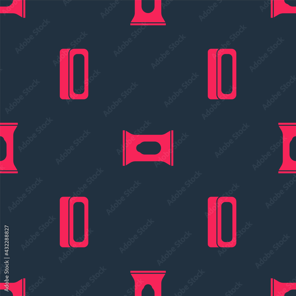 Poster set bar of soap and wet wipe pack on seamless pattern. vector