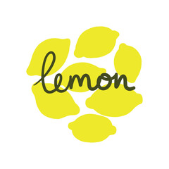 Abstract lemons with hand lettering lemon, vector illustration. 