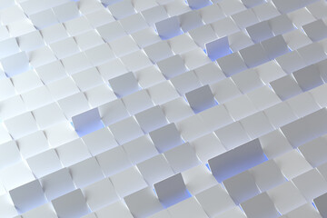 Abstract background concept white - blue rectangles pattern. 3d render