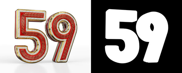Number fifty-nine (number 59) with red transparent stripe