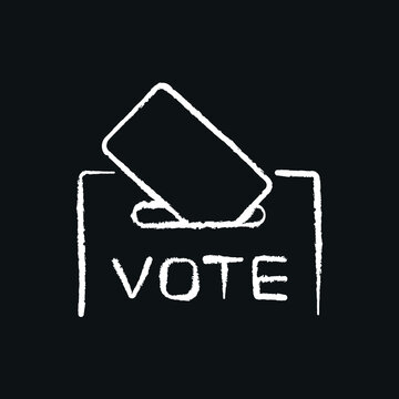 Ballot box chalk icon. Voting, poll. Customizable illustration. Vector isolated outline drawing.