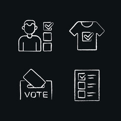Electronic voting chalk icon. Poll. Customizable illustration. Vector isolated outline drawing.