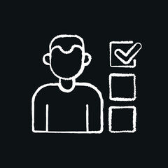 Voting man chalk icon. Voting, poll. Customizable illustration. Vector isolated outline drawing.