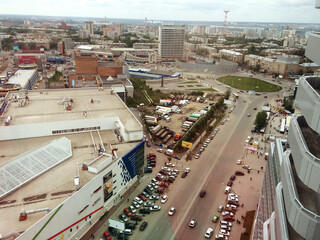 Aerial view on the modern city in day time.