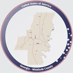 Large and detailed map of Whitfield county in Georgia, USA.