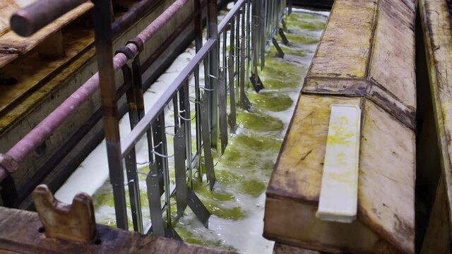 Galvanizing process. Galvanic bath. Metal reaction in an electroplating bath. immersion of metal in an electroplating bath