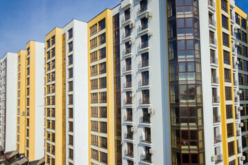 High rise apartment buildings in city residential area.