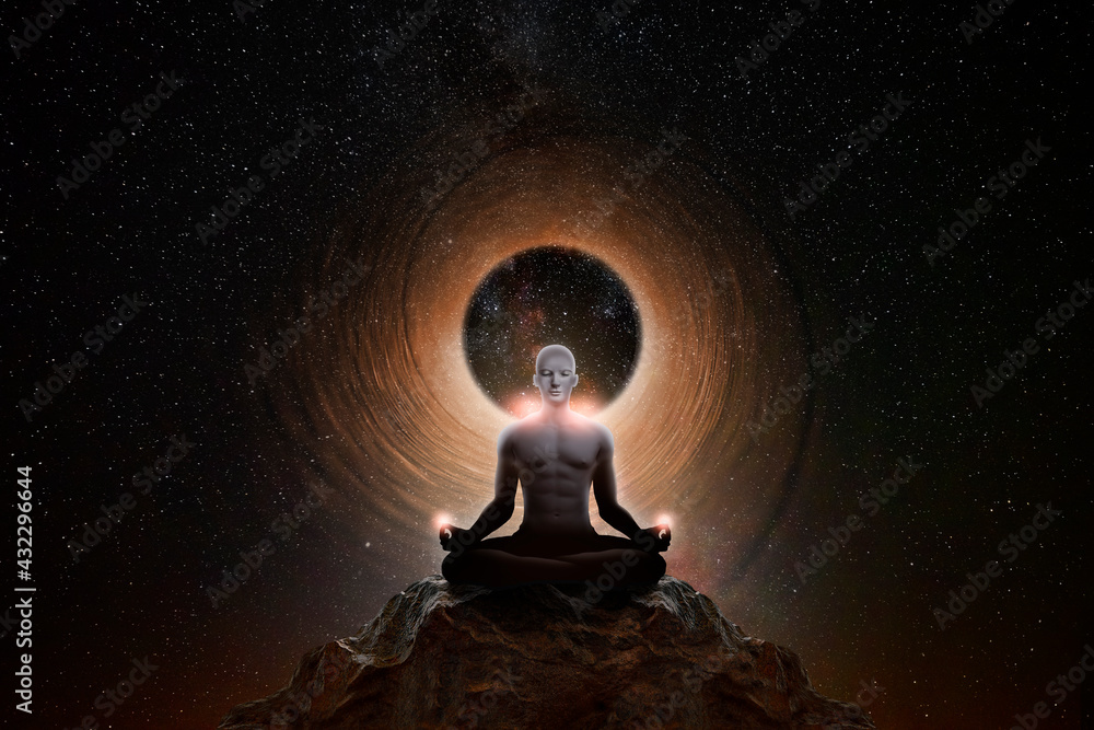 Sticker man with universe background