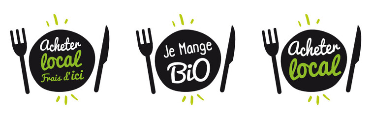 Logo assiette : je mange bio, acheter local !