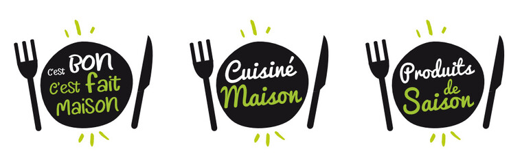 Logo assiette : produits de saison, cuisine maison !