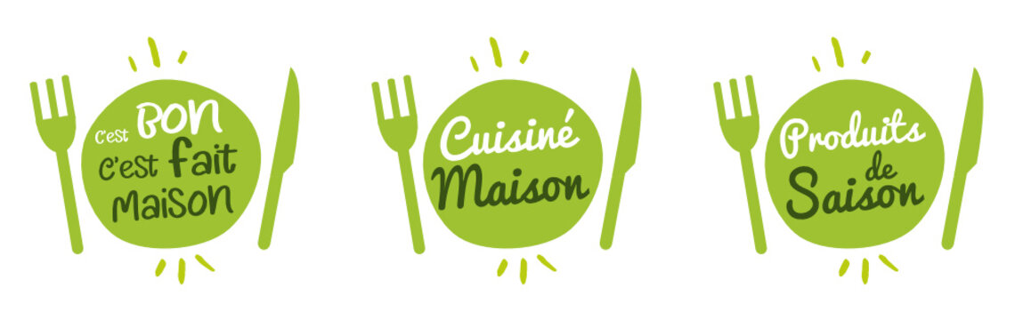 Logo assiette : produits de saison, cuisine maison !