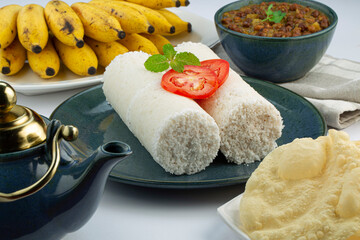 Puttu or white rice puttu
