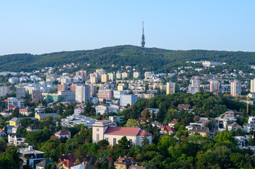 Bratislava, Slovakia. 2020-09-21. The landscape of Bratislava as seen from the Slavín monument. 