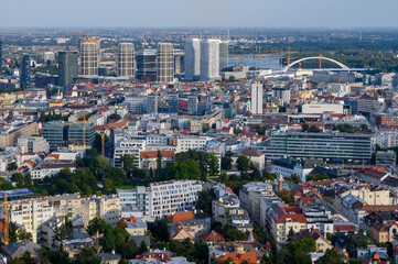 Fototapeta premium Bratislava, Slovakia. 2020-09-21. The landscape of Bratislava as seen from the Slavín monument. 