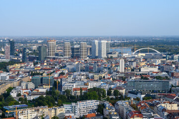 Fototapeta na wymiar Bratislava, Slovakia. 2020-09-21. The landscape of Bratislava as seen from the Slavín monument. 