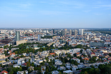 Obraz premium Bratislava, Slovakia. 2020-09-21. The landscape of Bratislava as seen from the Slavín monument. 