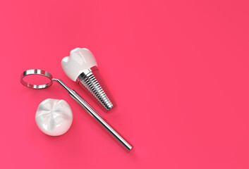 Dental Implants surgery concept 3D Rendering.
