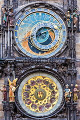 The Prague medieval astronomical clock (Prague orloj), Czech Republic