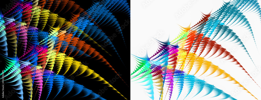 Aufkleber beautiful rhythmic diagonal pattern on black and white backgrounds. set of abstract fractal backgrou