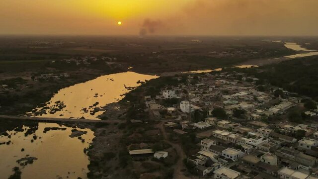 Establishing Aerial View Shot of asia village.