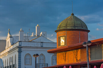 turret of the famous grocery and fish market of the city of Olhao, algarve, Portugal. © hectorchristiaen