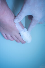 Foot big toe bandage injury