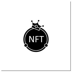 NFT glyph icon. Non fungible token. Unique digital assets. Assets exist in their own cryptosystems. Cryptocurrency concept.Filled flat sign. Isolated silhouette vector illustration