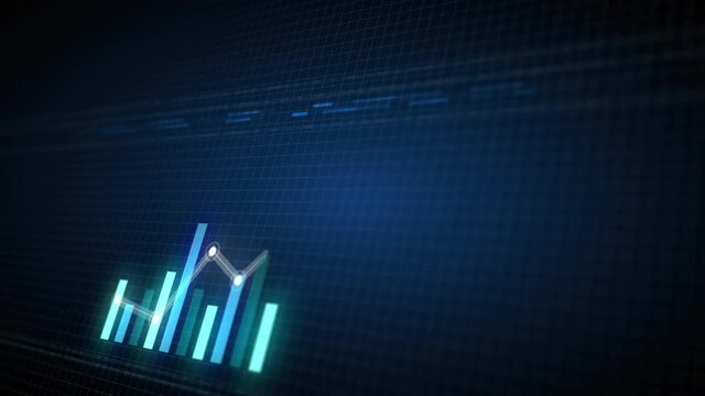 Rising blue bar graph. Growing business chart concept, 4K resolution animation